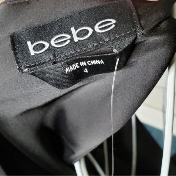 NWT Bebe Wide Leg Slit Jumpsuit in Black Size 4 - Picture 7 of 11